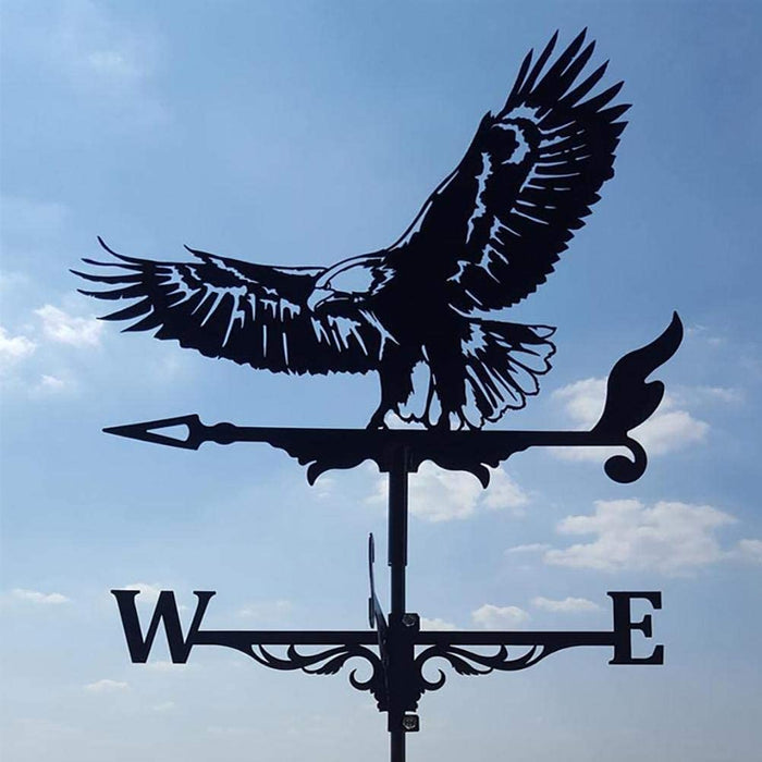 Excentrieke windwijzer met draken- en vliegtuigontwerp, roestvrij staal, weerbestendig, voor unieke tuindecoratie.