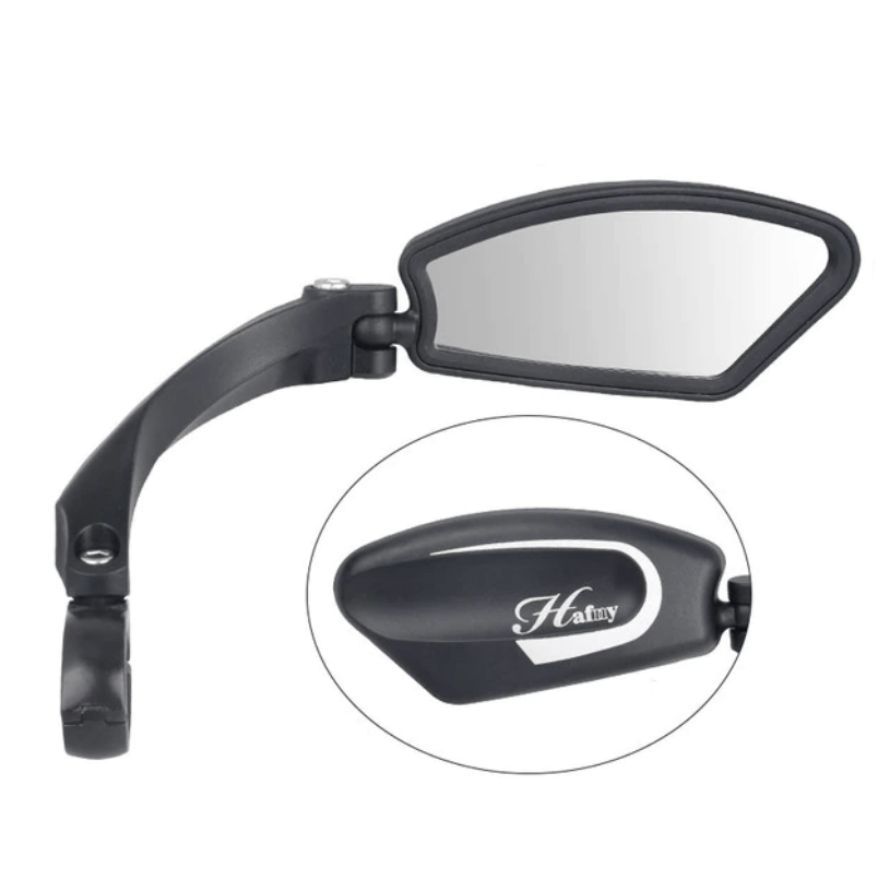 Fiets achteruitkijkspiegel met verstelbare hoek en brede reflector, helder glas, ideaal voor veilig fietsend verkeerzicht.