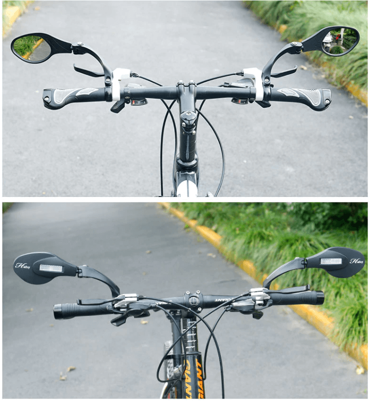 Fiets achteruitkijkspiegel met verstelbare hoek en brede reflector, helder glas, ideaal voor veilig fietsend verkeerzicht.