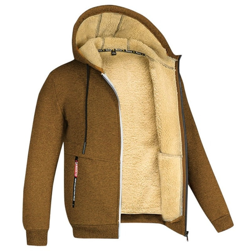 "Gedetailleerd gebreid heren wintervest met zachte wolvoering en ritssluiting; stijlvolle en warme keuze voor de winter."