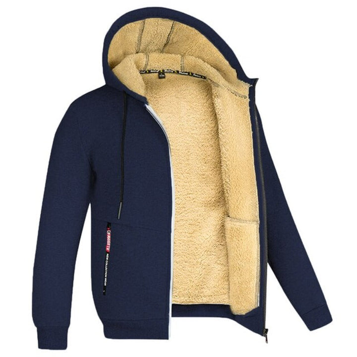 "Gedetailleerd gebreid heren wintervest met zachte wolvoering en ritssluiting; stijlvolle en warme keuze voor de winter."