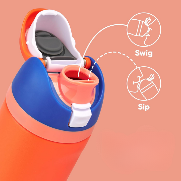 "Geïsoleerde RVS fles met rietje, lekvrij, beschikbaar in diverse kleuren, houdt dranken koud of warm. Perfecte hydratatie."