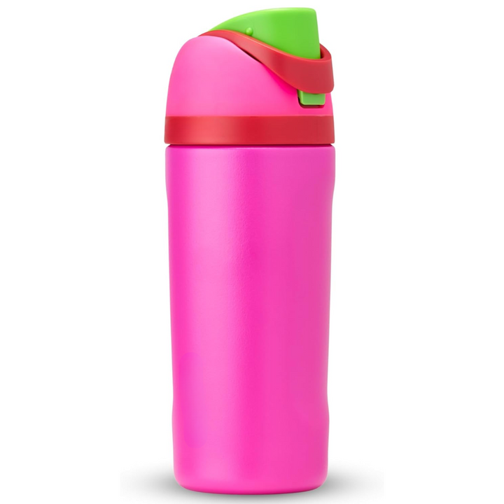 "Geïsoleerde RVS fles met rietje, lekvrij, beschikbaar in diverse kleuren, houdt dranken koud of warm. Perfecte hydratatie."
