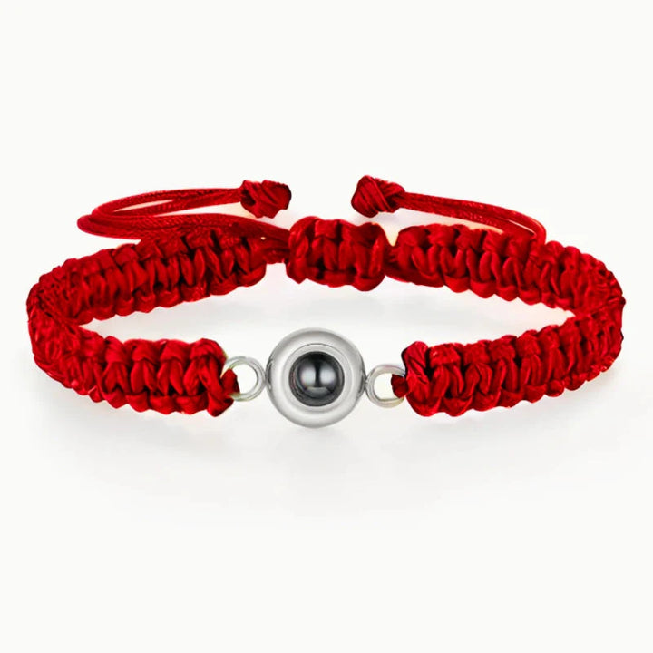 "Gepersonaliseerde foto projectie armband in zwart, unieke sieraden met verstelbaar ontwerp voor persoonlijke herinneringen."