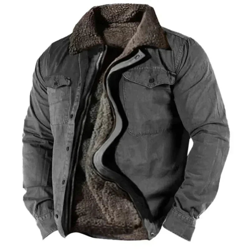 "Gevoerd Norwin shirtjack voor heren met dikke fleecevoering, stevige buitenstof en drukknoopsluiting voor wintercomfort."