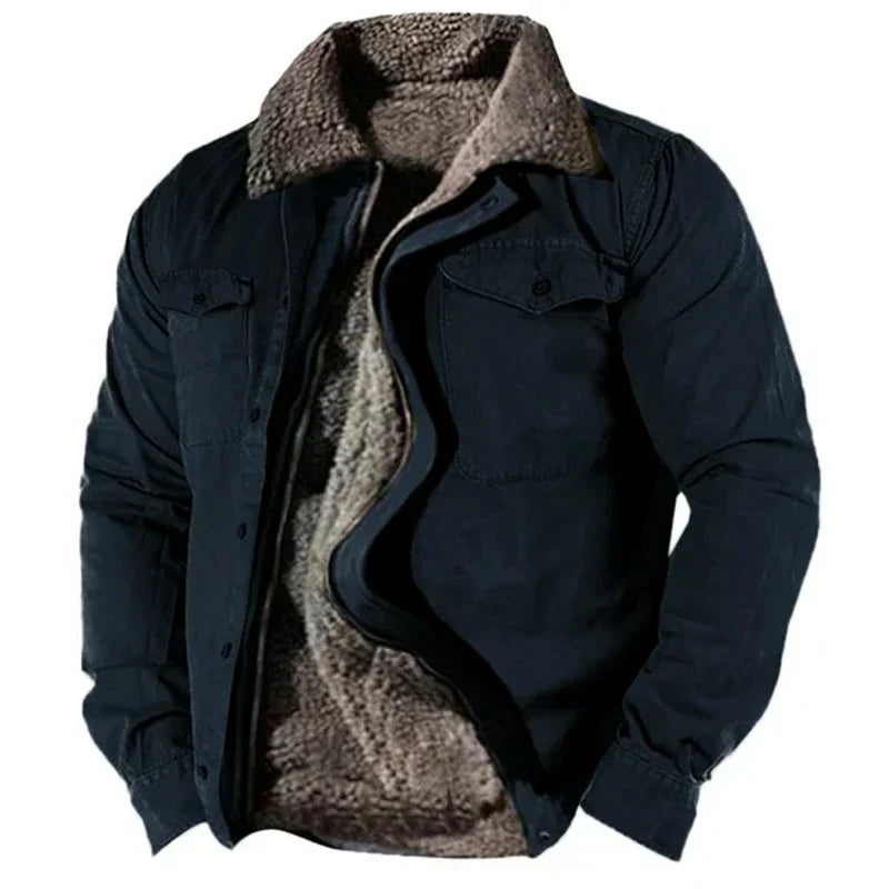 "Gevoerd Norwin shirtjack voor heren met dikke fleecevoering, stevige buitenstof en drukknoopsluiting voor wintercomfort."