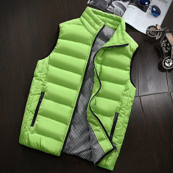 "Gevoerde waterdichte heren bodywarmer, lichtgewicht met zakken en ritssluiting, ideaal voor stijl en bescherming buiten."