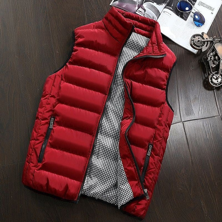 "Gevoerde waterdichte heren bodywarmer, lichtgewicht met zakken en ritssluiting, ideaal voor stijl en bescherming buiten."