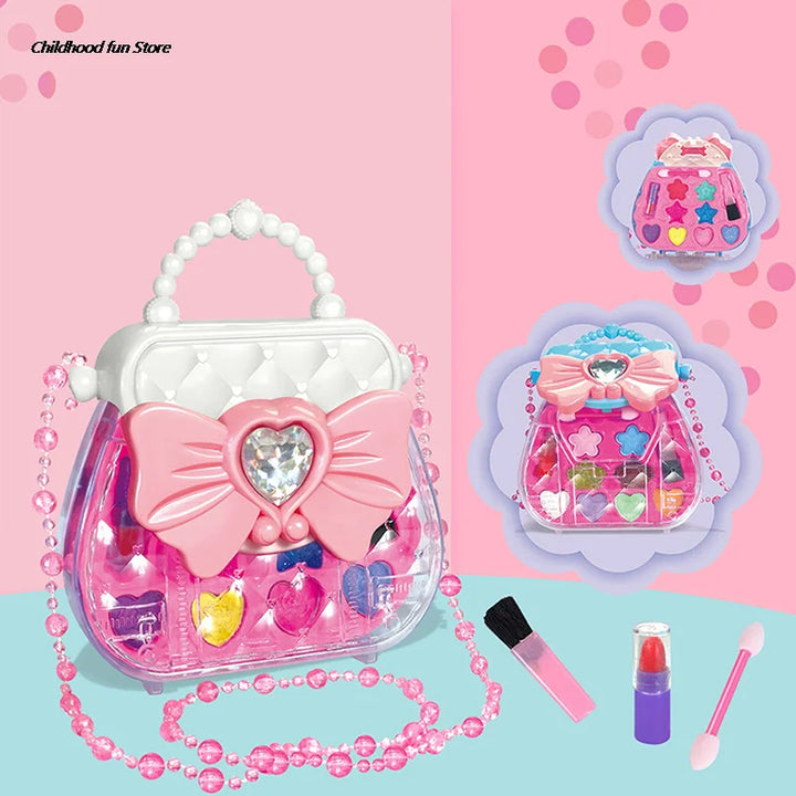 "Glanzende speelgoed make-up set voor kinderen, kleurrijke en veilige rollenspelkit, stimuleert creativiteit en fantasie."