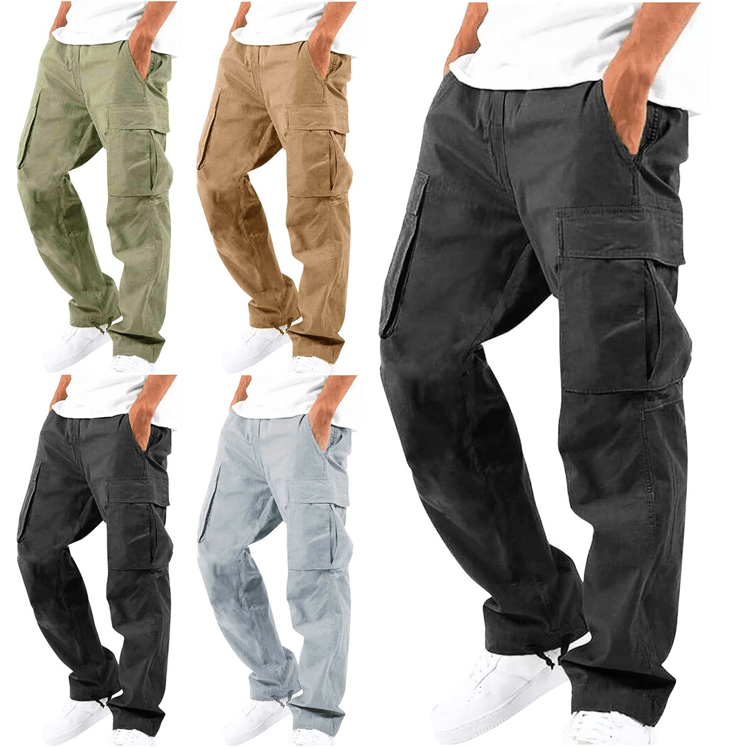 "Grijze heren cargo broek met multi-pocket ontwerp, comfortabele pasvorm en verstelbare tailleband, ideaal voor dagelijks geb