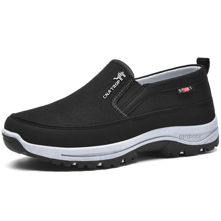 "Grijze heren orthopedische wandelschoenen met stevige zolen en demping, ideaal voor outdoor avonturen en dagelijks comfort."