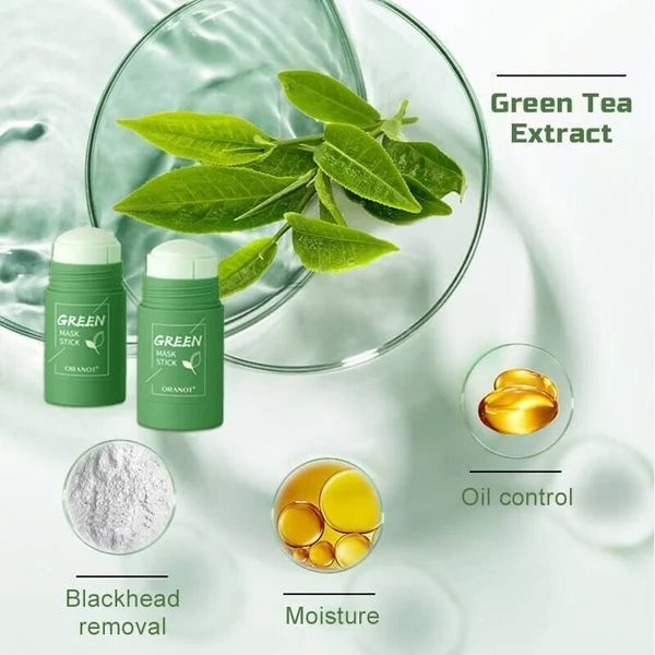 "Groene Thee Masker Stick met groene tint, geschikt voor zuivering en hydratatie van de huid, 400x400 afbeelding"