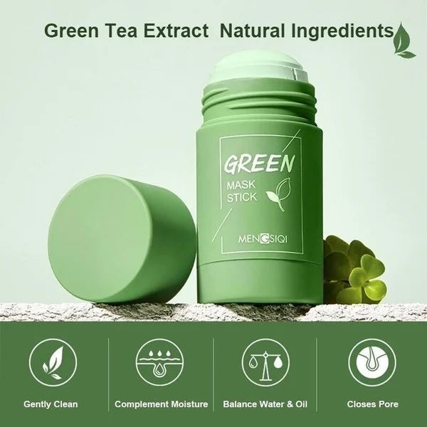 "Groene Thee Masker Stick met groene tint, geschikt voor zuivering en hydratatie van de huid, 400x400 afbeelding"