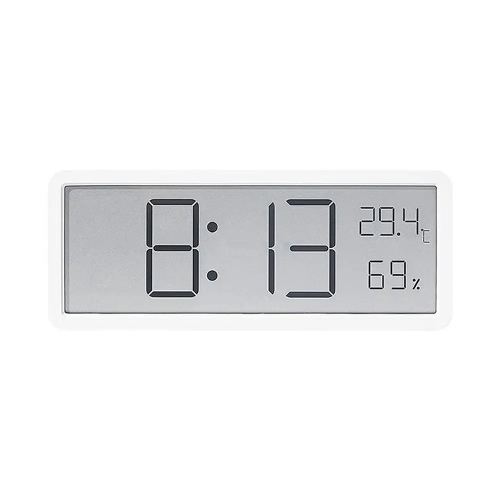 "Grote digitale wandklok met helder LED display, temperatuur- en vochtigheidssensor, ontwerp voor huis en kantoor."