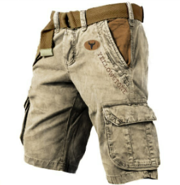 "Heren cargo short, duurzaam met veelzijdige zakken, katoenmix, regular fit, ideaal voor outdoor-activiteiten, avontuurlijke 