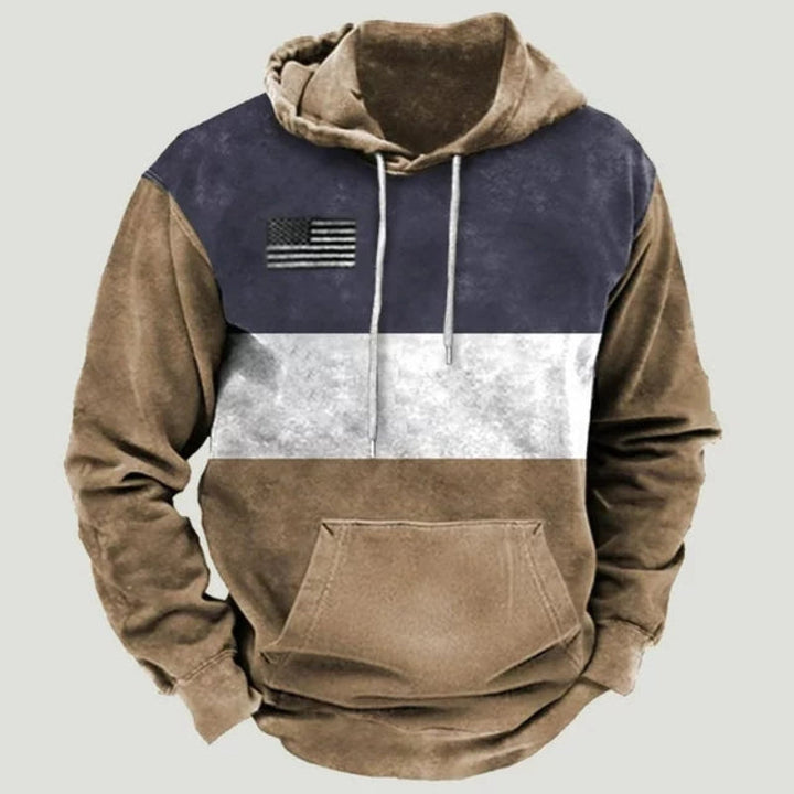 "Heren hoodie beige, casual comfort met capuchon, knusse pasvorm, ideaal voor ontspannen dagen, zachte ademende stof."