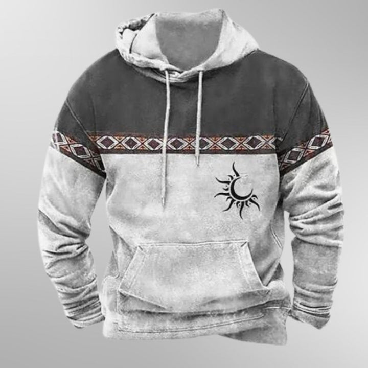 "Heren hoodie beige, casual comfort met capuchon, knusse pasvorm, ideaal voor ontspannen dagen, zachte ademende stof."
