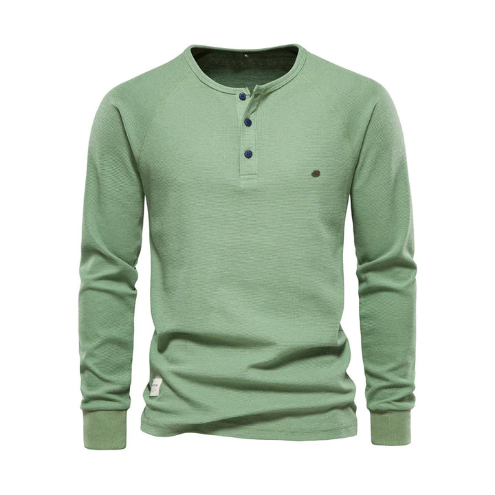 "Heren langemouwenshirt met ronde hals in navyblauw, stijlvol ontwerp, ademend materiaal, ideaal voor elke gelegenheid."