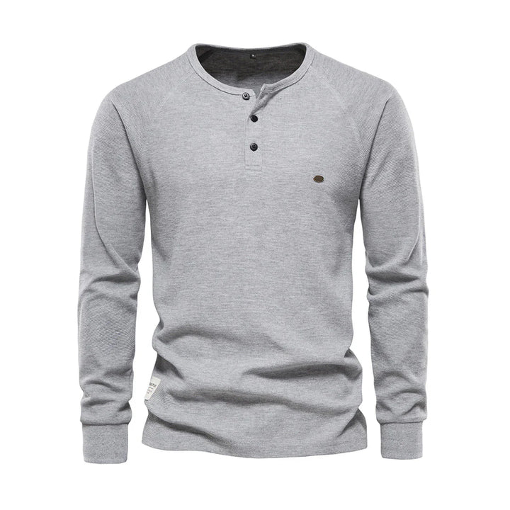 "Heren langemouwenshirt met ronde hals in navyblauw, stijlvol ontwerp, ademend materiaal, ideaal voor elke gelegenheid."