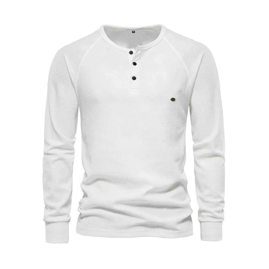 "Heren langemouwenshirt met ronde hals in navyblauw, stijlvol ontwerp, ademend materiaal, ideaal voor elke gelegenheid."