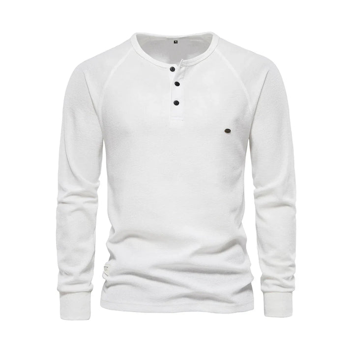 "Heren langemouwenshirt met ronde hals in navyblauw, stijlvol ontwerp, ademend materiaal, ideaal voor elke gelegenheid."
