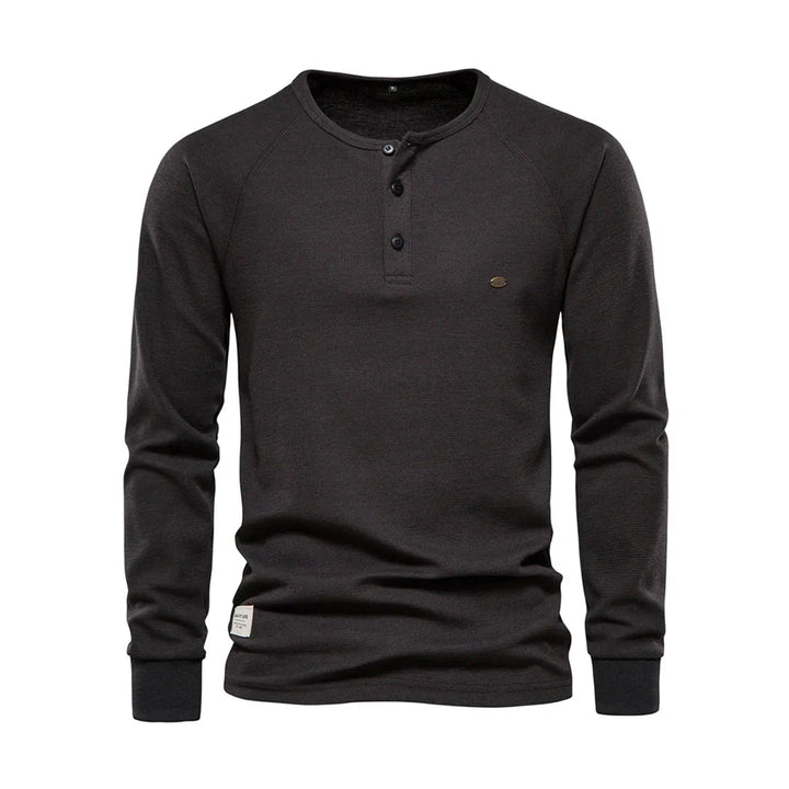 "Heren langemouwenshirt met ronde hals in navyblauw, stijlvol ontwerp, ademend materiaal, ideaal voor elke gelegenheid."