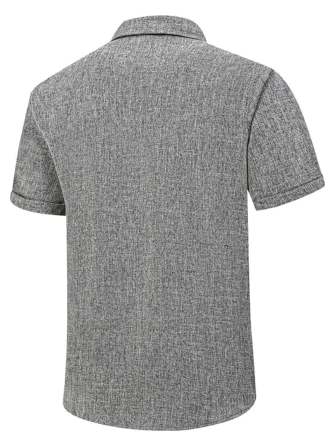 "Heren linnen overhemd, kort en lichtgewicht, zomers casual shirt met knoopsluiting en omgeslagen kraag, koele uitstraling"