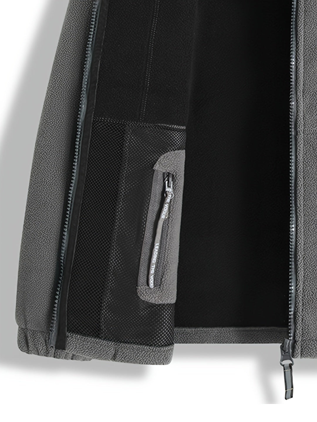 "Heren outdoor fleecejack, warm en winddicht, met hoge kraag. Perfect voor herfst en winteractiviteiten."