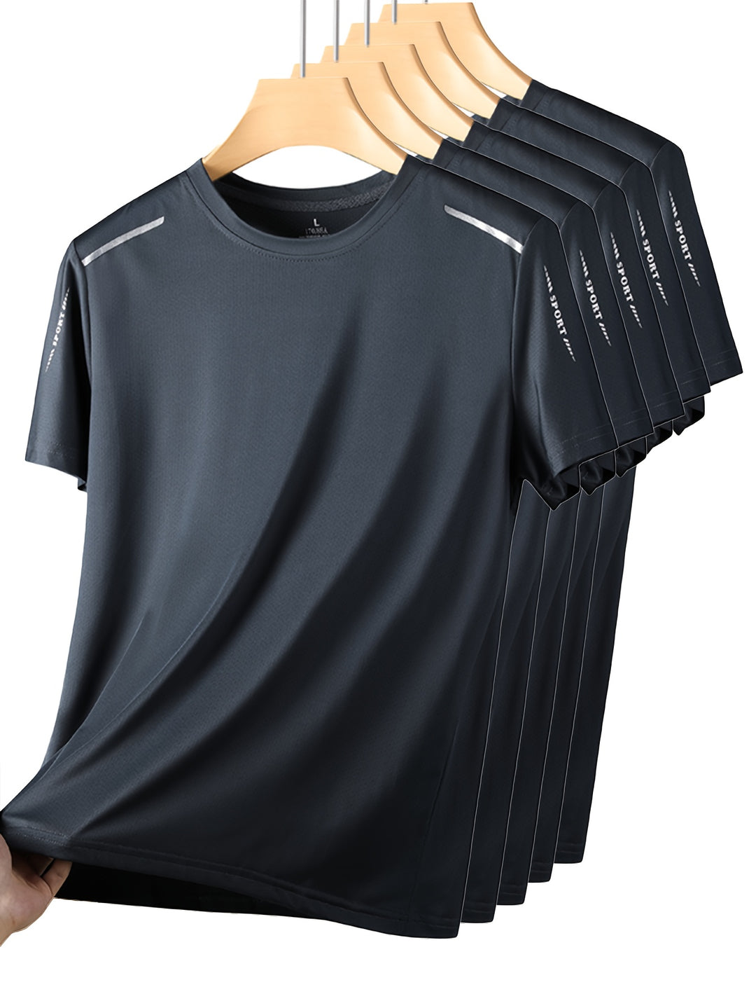 "Heren sport T-shirts 5-pack sneldrogend ademend, diverse kleuren, ideaal voor sportieve activiteiten, regular fit"