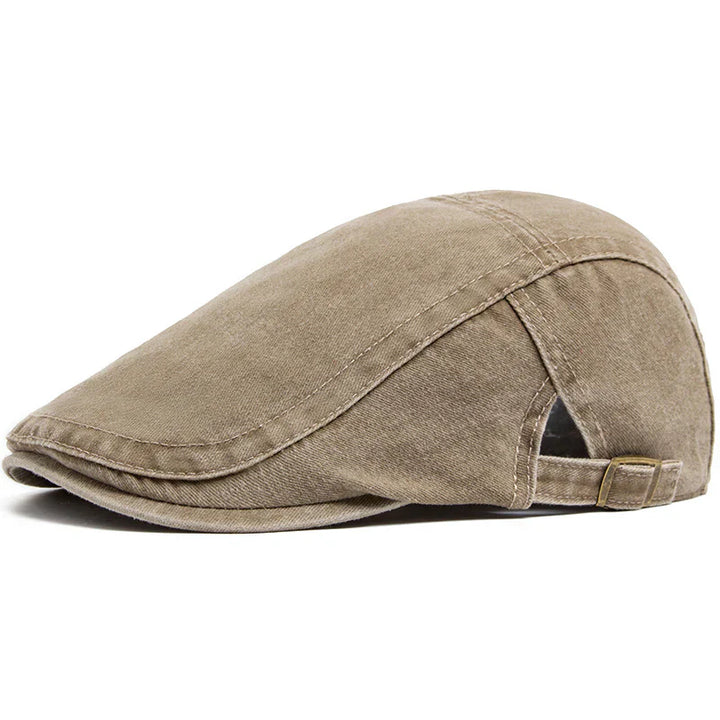 "Heren vintage denim baret, retro stijl. Stoere denim look, losse pasvorm, ideaal voor casual en thematische outfits."
