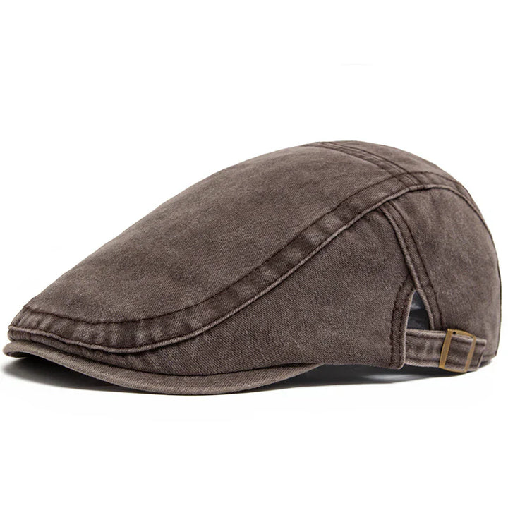 "Heren vintage denim baret, retro stijl. Stoere denim look, losse pasvorm, ideaal voor casual en thematische outfits."
