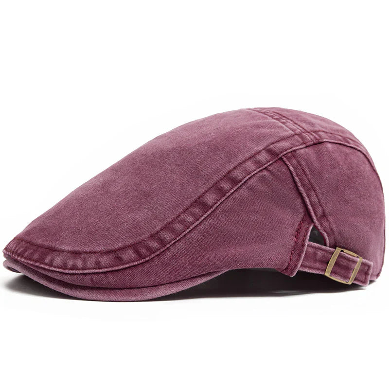 "Heren vintage denim baret, retro stijl. Stoere denim look, losse pasvorm, ideaal voor casual en thematische outfits."