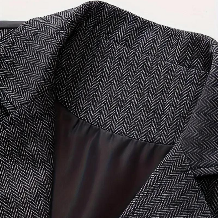 "Heren vintage vest in visgraat tweed, klassieke stijl met elegante revers, perfect voor elke gelegenheid, comfort en duurzaa
