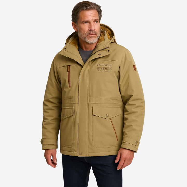 Heren winterjas met pluche voering, waterafstotend; multi-pocket ontwerp, hoogwaardige kwaliteit, stijlvol voor koude dagen.
