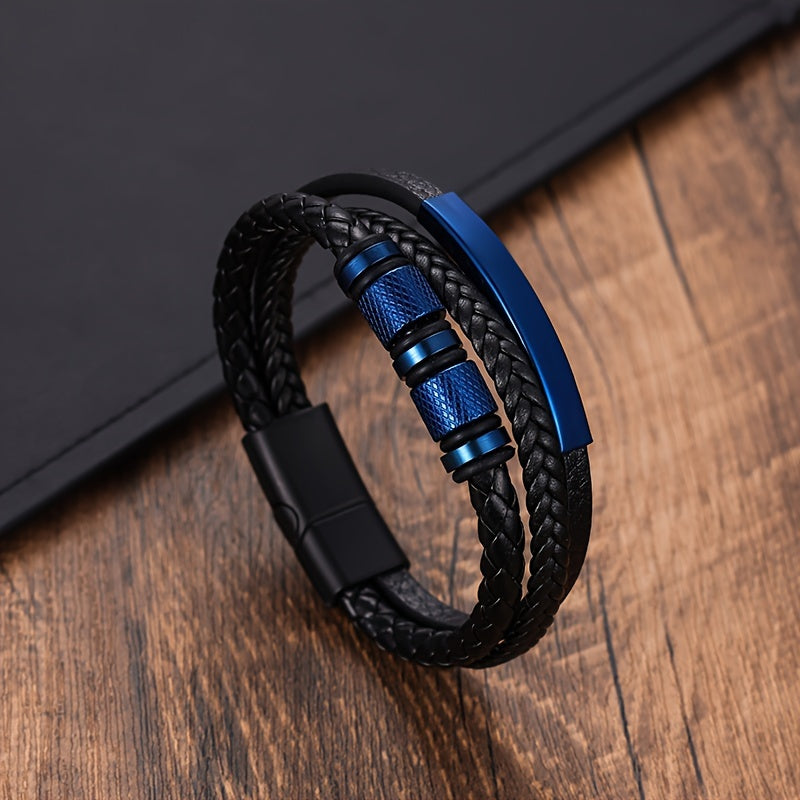 "Herenarmband met gevlochten design, magnetische gesp, roestvrij staal, handgeweven, modern, veelzijdig voor elke gelegenheid