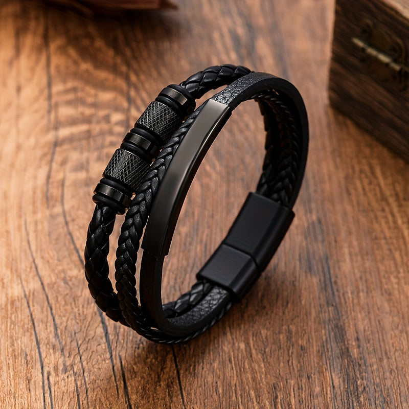 "Herenarmband met gevlochten design, magnetische gesp, roestvrij staal, handgeweven, modern, veelzijdig voor elke gelegenheid