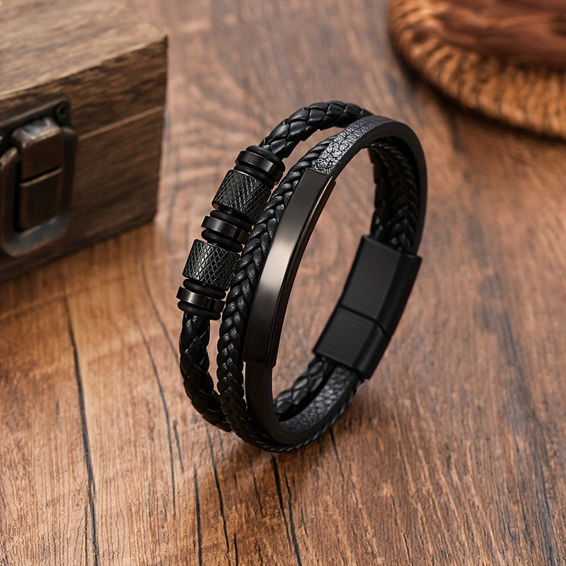 "Herenarmband met gevlochten design, magnetische gesp, roestvrij staal, handgeweven, modern, veelzijdig voor elke gelegenheid