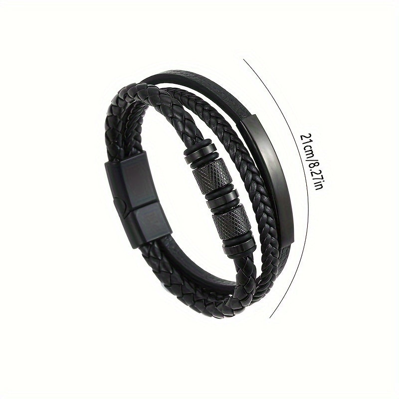 "Herenarmband met gevlochten design, magnetische gesp, roestvrij staal, handgeweven, modern, veelzijdig voor elke gelegenheid