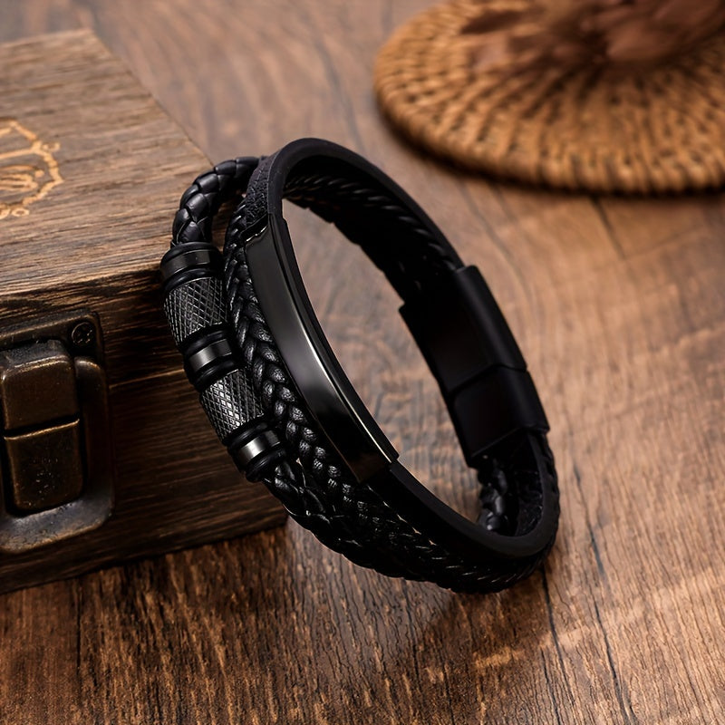 "Herenarmband met gevlochten design, magnetische gesp, roestvrij staal, handgeweven, modern, veelzijdig voor elke gelegenheid