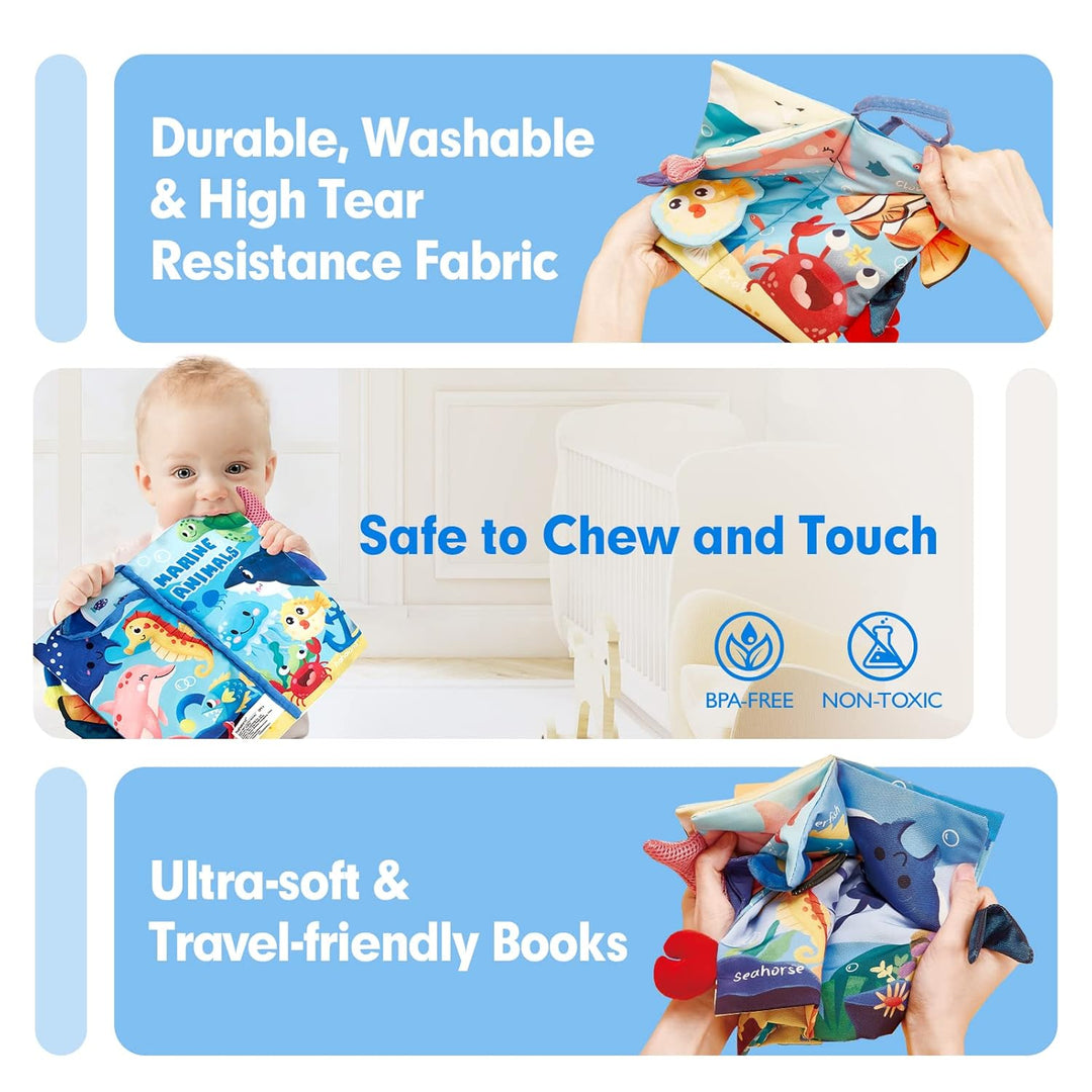 "Hoog contrast Montessori voelboek, zwart-witte patronen, zacht baby speelgoed, sensorische en motorische stimulatie"