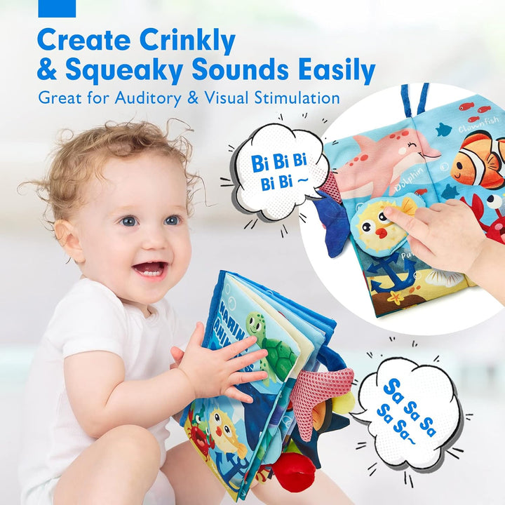 "Hoog contrast Montessori voelboek, zwart-witte patronen, zacht baby speelgoed, sensorische en motorische stimulatie"
