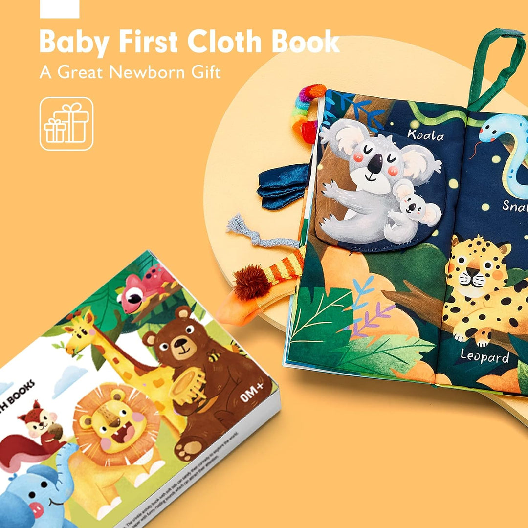 "Hoog contrast Montessori voelboek, zwart-witte patronen, zacht baby speelgoed, sensorische en motorische stimulatie"