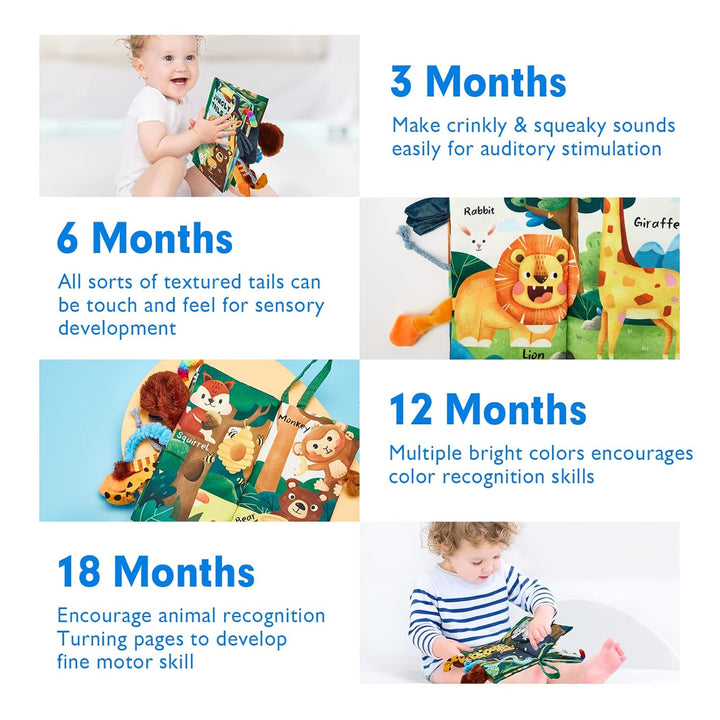 "Hoog contrast Montessori voelboek, zwart-witte patronen, zacht baby speelgoed, sensorische en motorische stimulatie"