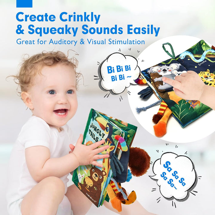 "Hoog contrast Montessori voelboek, zwart-witte patronen, zacht baby speelgoed, sensorische en motorische stimulatie"