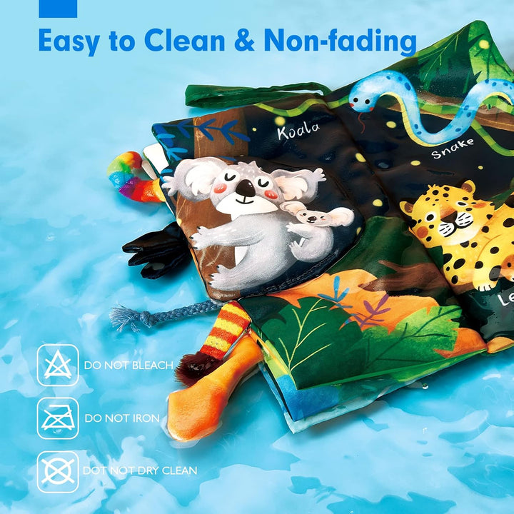 "Hoog contrast Montessori voelboek, zwart-witte patronen, zacht baby speelgoed, sensorische en motorische stimulatie"