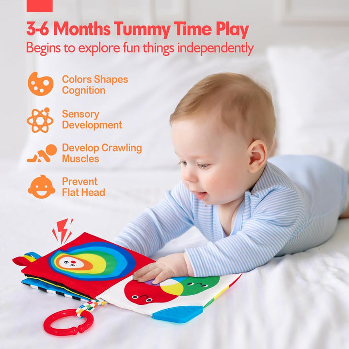 "Hoog contrast Montessori voelboek, zwart-witte patronen, zacht baby speelgoed, sensorische en motorische stimulatie"