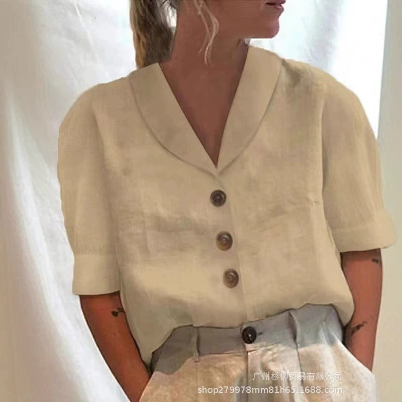 Maria - Trendy katoenen en linnen T-shirt