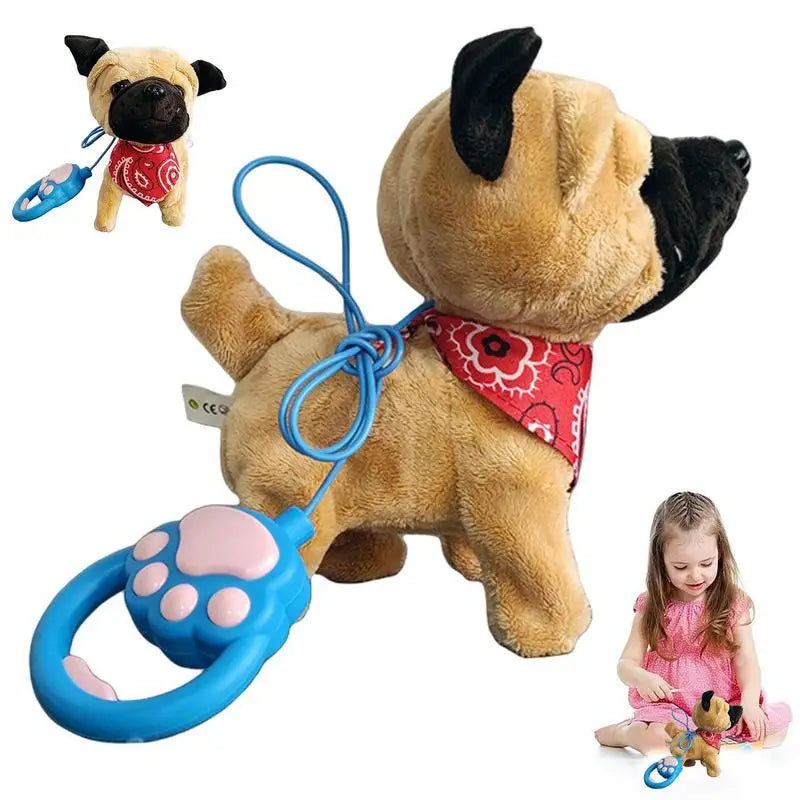 "Interactieve pluchen puppy beige-bruin, elektronisch speelgoedhond met afstandsbediening en riem, kinderspeelgoed."