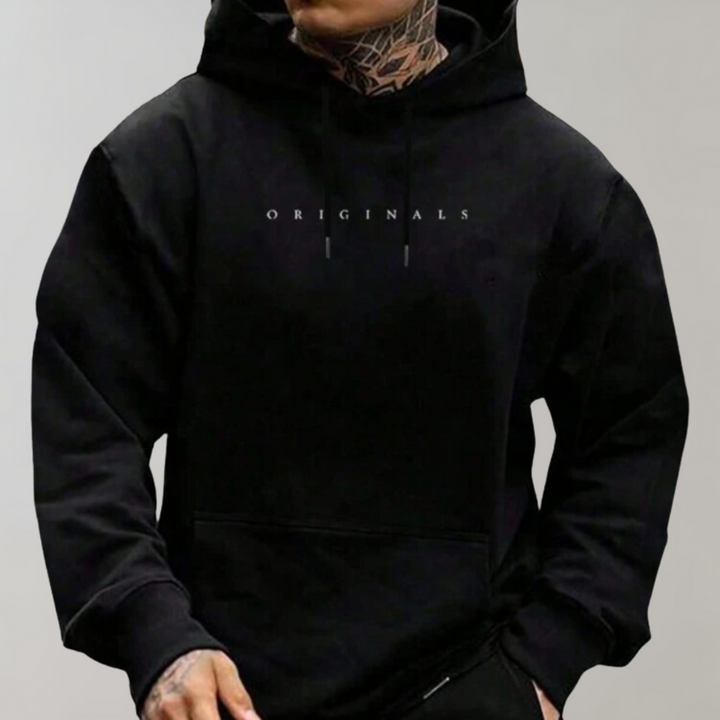 Isak hoodie voor heren, verkrijgbaar in zwart, wit en geel; stijlvolle en comfortabele zomerhoodie met capuchon.