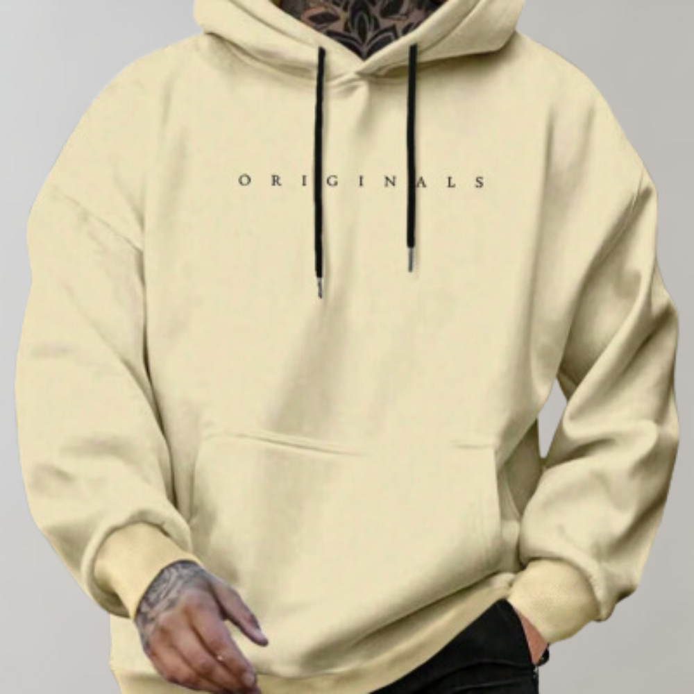 Isak hoodie voor heren, verkrijgbaar in zwart, wit en geel; stijlvolle en comfortabele zomerhoodie met capuchon.